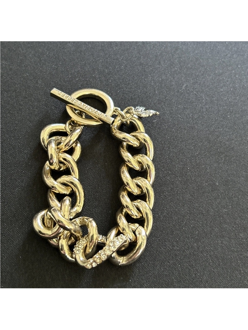 Victoria’s Secret Chunky Gold Chain Bracelet with Crystal Accent